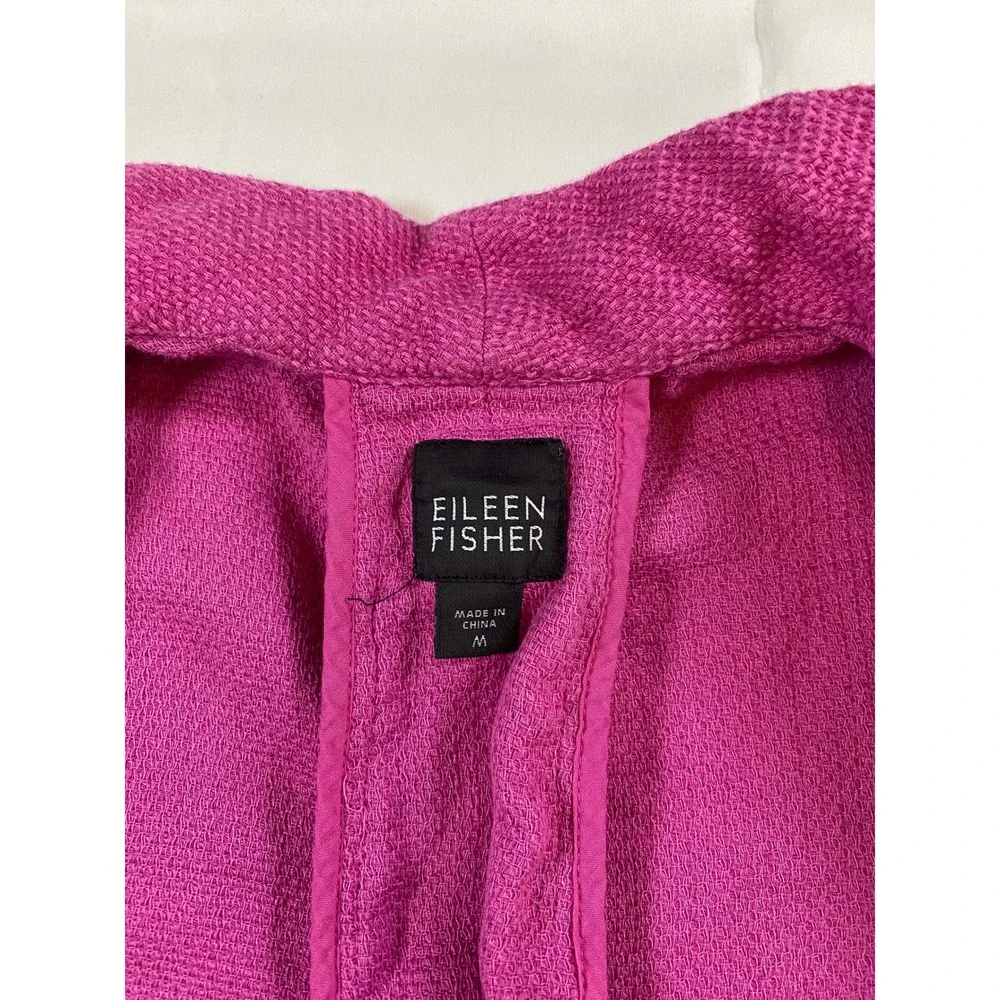 EILEEN FISHER Pink Textured Knit Open‎ Front Collarless Jacket Cardigan M